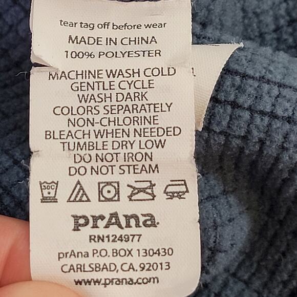 prAna Mens Medium Gavin 1/4 Zip Pullover Grid Back Fleece Thermal M2GAVI314 Blue - Picture 9 of 14